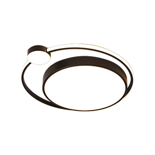 Modern Acrylic Ring Flushmount Ceiling Fixture - 16’/19.5’ 1 Light White/Black