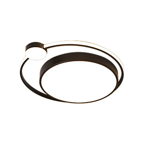 Modern Acrylic Ring Flushmount Ceiling Fixture - 16/19.5 1 Light White/Black
