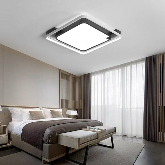 Contemporary Unique Bedroom Lighting Fixture - 16’/19.5’ 1 Head Round/Square Ceiling Light