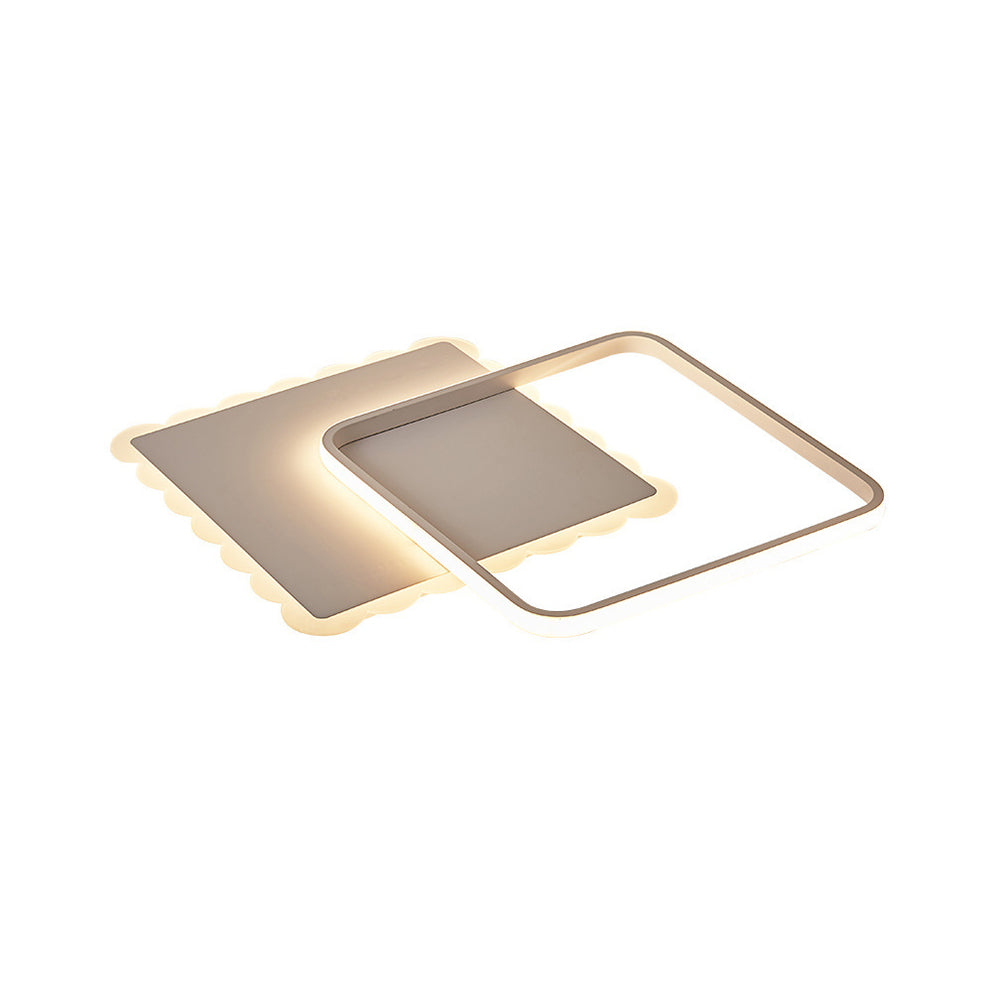 Modern Led Flush Mount Ceiling Light With Overlapping Acrylic Panels In White Bronze