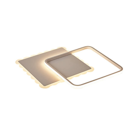 Modern Led Flush Mount Ceiling Light With Overlapping Acrylic Panels In White Bronze