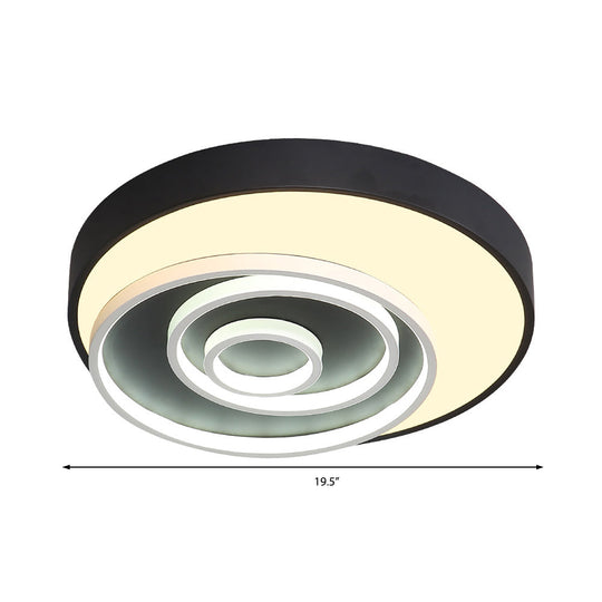 16’/19.5’ Multi - Ring Flush Mount Fixture In Black - Acrylic 1 Light Round Ceiling Lights With