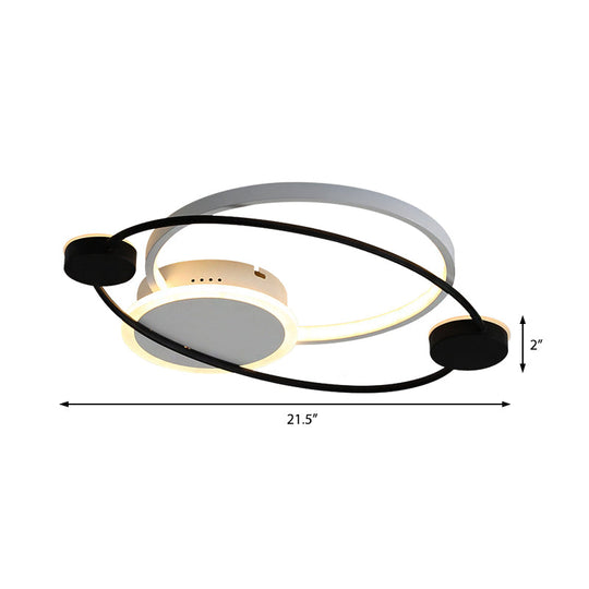 Orbit Integrated Led Flush Light Warm/White Metal & Acrylic Nordic Style Black White/Gray