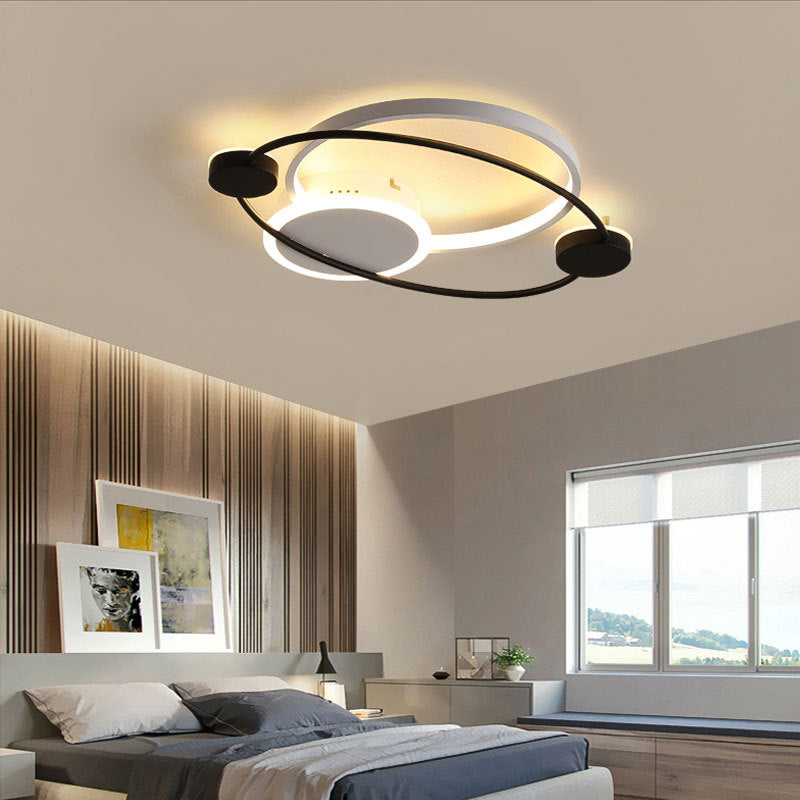 Orbit Integrated Led Flush Light Warm/White Metal & Acrylic Nordic Style Black White/Gray White /