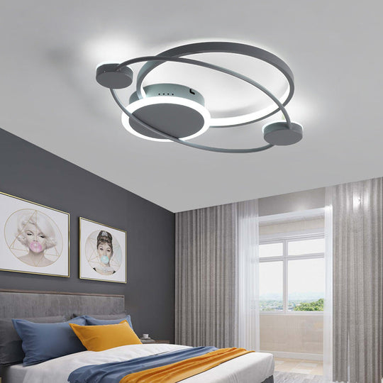 Orbit Integrated Led Flush Light – Warm/White Metal & Acrylic Nordic Style Black White/Gray Grey