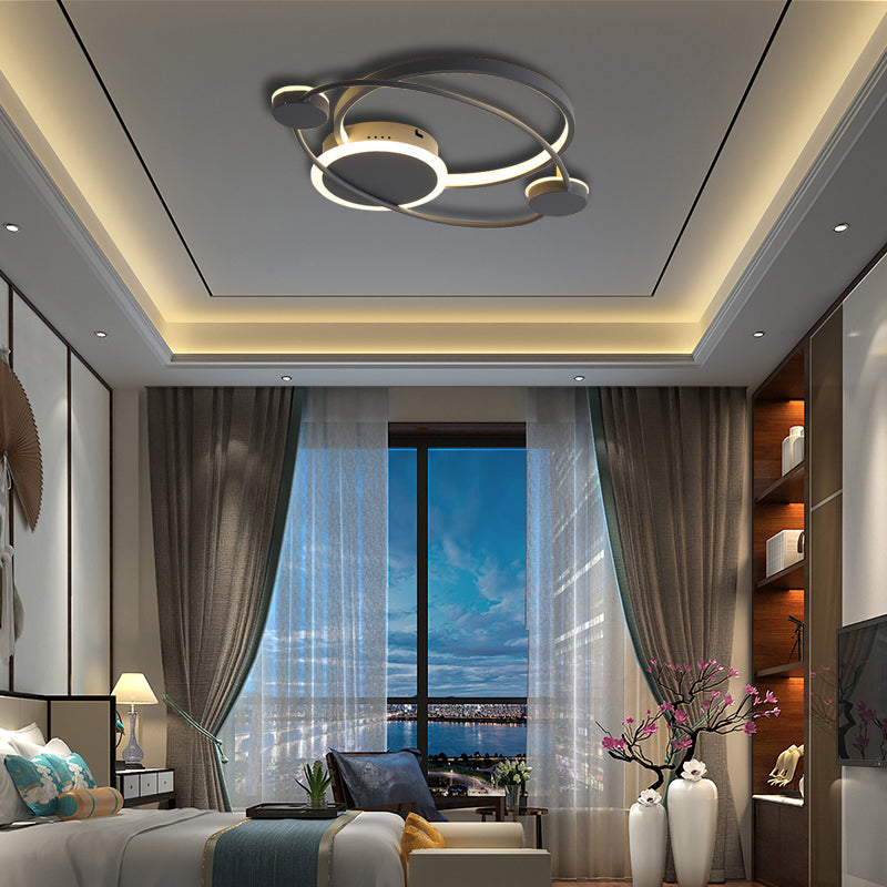 Orbit Integrated Led Flush Light Warm/White Metal & Acrylic Nordic Style Black White/Gray