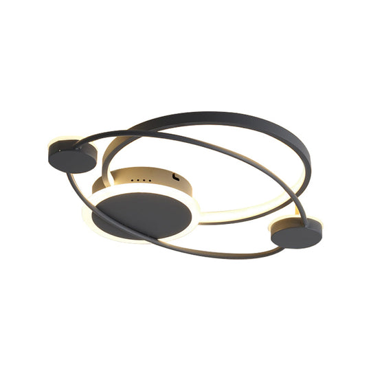 Orbit Integrated Led Flush Light Warm/White Metal & Acrylic Nordic Style Black White/Gray