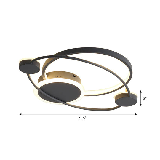 Orbit Integrated Led Flush Light Warm/White Metal & Acrylic Nordic Style Black White/Gray