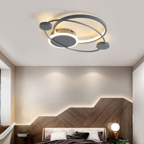 Orbit Integrated Led Flush Light Warm/White Metal & Acrylic Nordic Style Black White/Gray Grey /