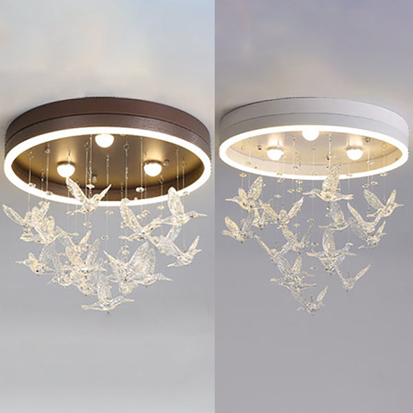 Modern Led Flush Mount Light With Crystal Bird Design – Perfect For Bedroom Lighting
