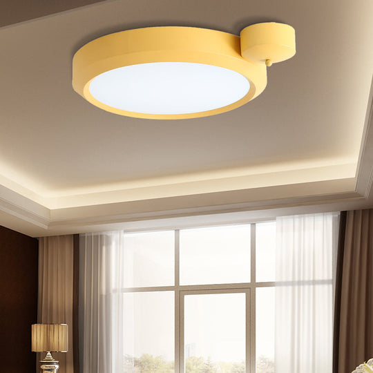 Nordic Style Round Flushmount Led Ceiling Light In Blue/Red/Yellow With Metal Finish - Available
