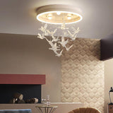 Modern Led Flush Mount Light With Crystal Bird Design Perfect For Bedroom Lighting