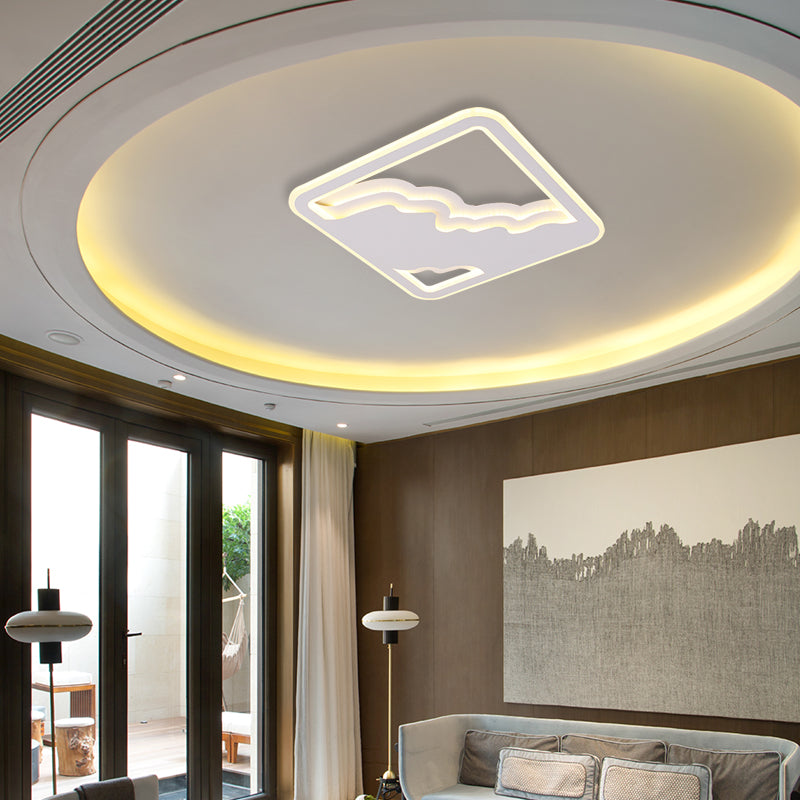 Modern Led White Flush Mount Ceiling Light Ultra Thin Design 19’/35.5’ Wide