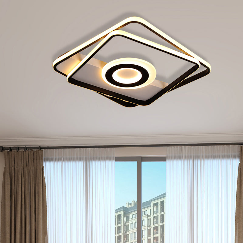 Minimalist Led Square Ceiling Flush Light - 16’/19.5’/23.5’/35.5’ Wide Warm/White
