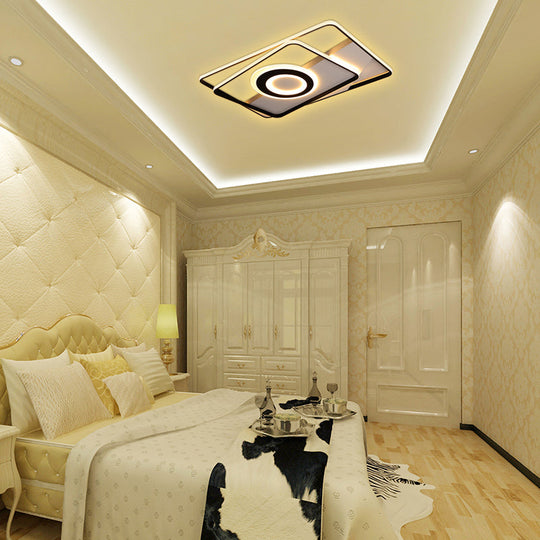 Minimalist Led Square Ceiling Flush Light - 16’/19.5’/23.5’/35.5’ Wide Warm/White