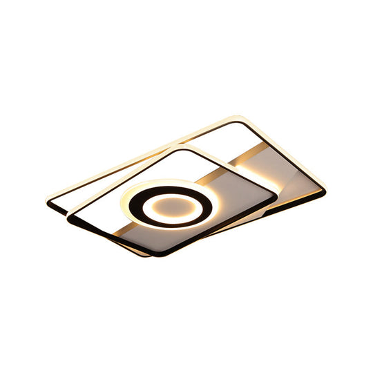 Minimalist Led Square Ceiling Flush Light - 16’/19.5’/23.5’/35.5’ Wide Warm/White