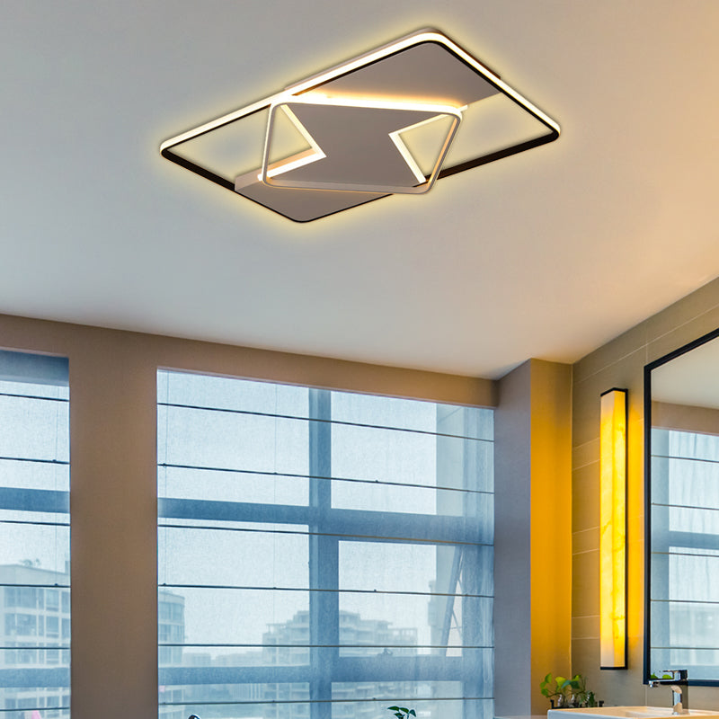 Modern Minimalist Led Ceiling Flush Light In Black/White - 16’/19.5’/23.5’/35.5’ W Black /
