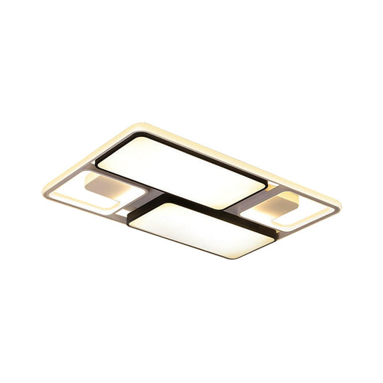 Contemporary Led Flush Mount Ceiling Light In Black/White 19.5’/45’ Wide