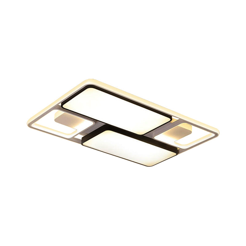 Contemporary Led Flush Mount Ceiling Light In Black/White 19.5/45 Wide
