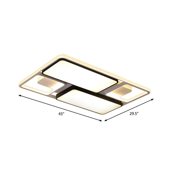 Contemporary Led Flush Mount Ceiling Light In Black/White 19.5’/45’ Wide