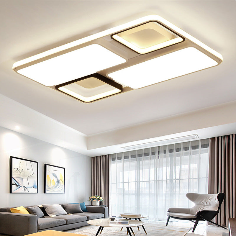 Contemporary Led Flush Mount Ceiling Light In Black/White 19.5’/45’ Wide White / 45’