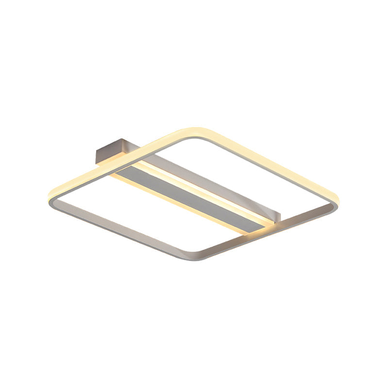Squared Flushmount Metal Led Ceiling Light Minimalist Warm/White