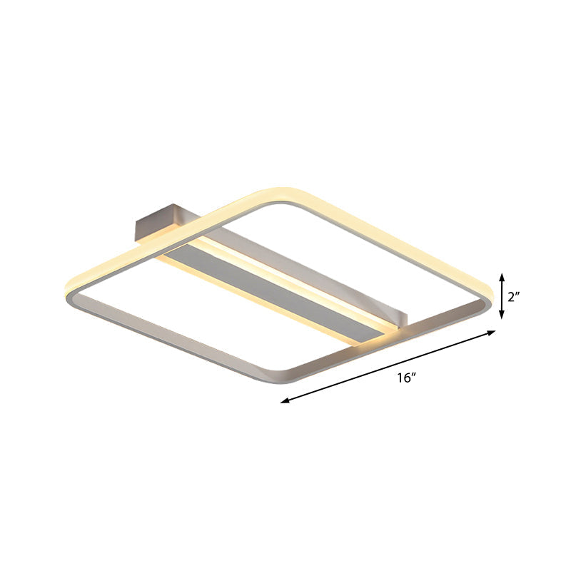 Squared Flushmount Metal Led Ceiling Light – Minimalist Warm/White
