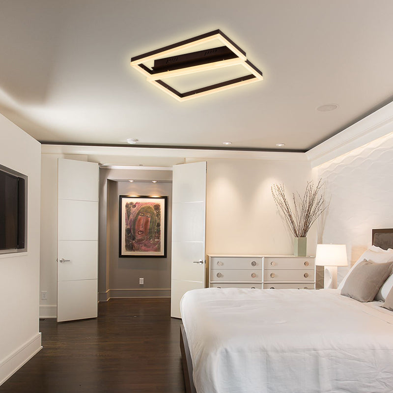 Contemporary Brown Square Led Flush Mount For Indoor Living Rooms Black / Warm
