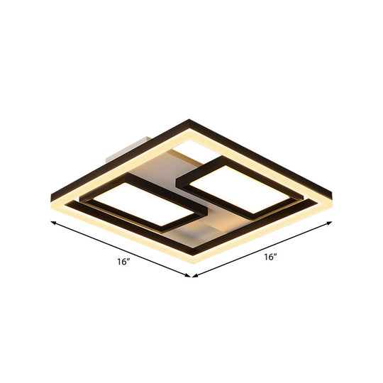 16’/19.5’/35.5’/43’ Wide Superthin Flush Light - Nordic Style Black Metal Led Ceiling (Warm/White)