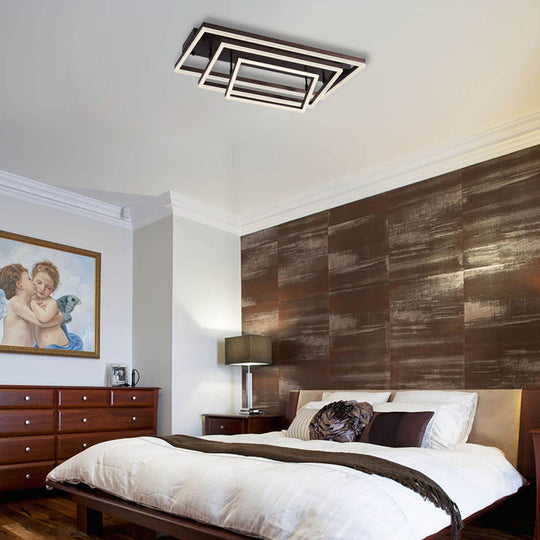 Modern Metallic Brown Semi Flush Mount Light In Warm/White/Neutral Tones / White