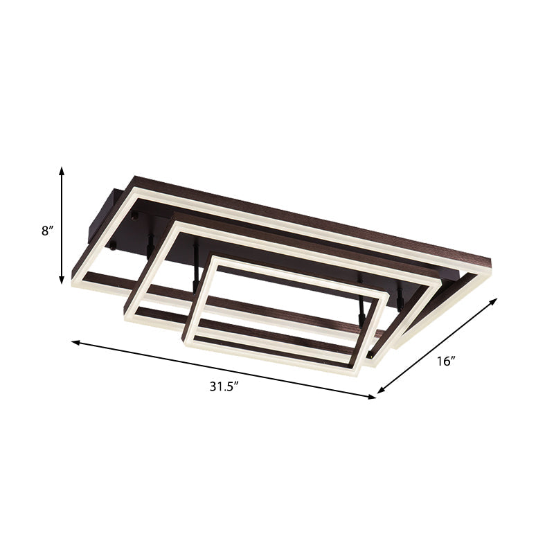 Modern Metallic Brown Semi Flush Mount Light In Warm/White/Neutral Tones