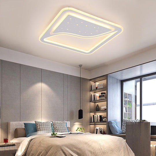 19/35.5 W Super Thin Flush Mount Light White Finish Led Indoor With Warm/White Lighting -