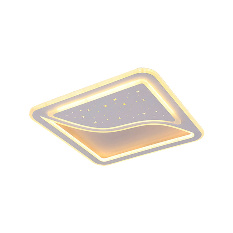 19/35.5 W Super Thin Flush Mount Light White Finish Led Indoor With Warm/White Lighting -