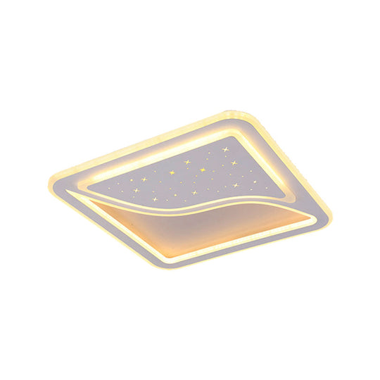 19/35.5 W Super Thin Flush Mount Light White Finish Led Indoor With Warm/White Lighting -