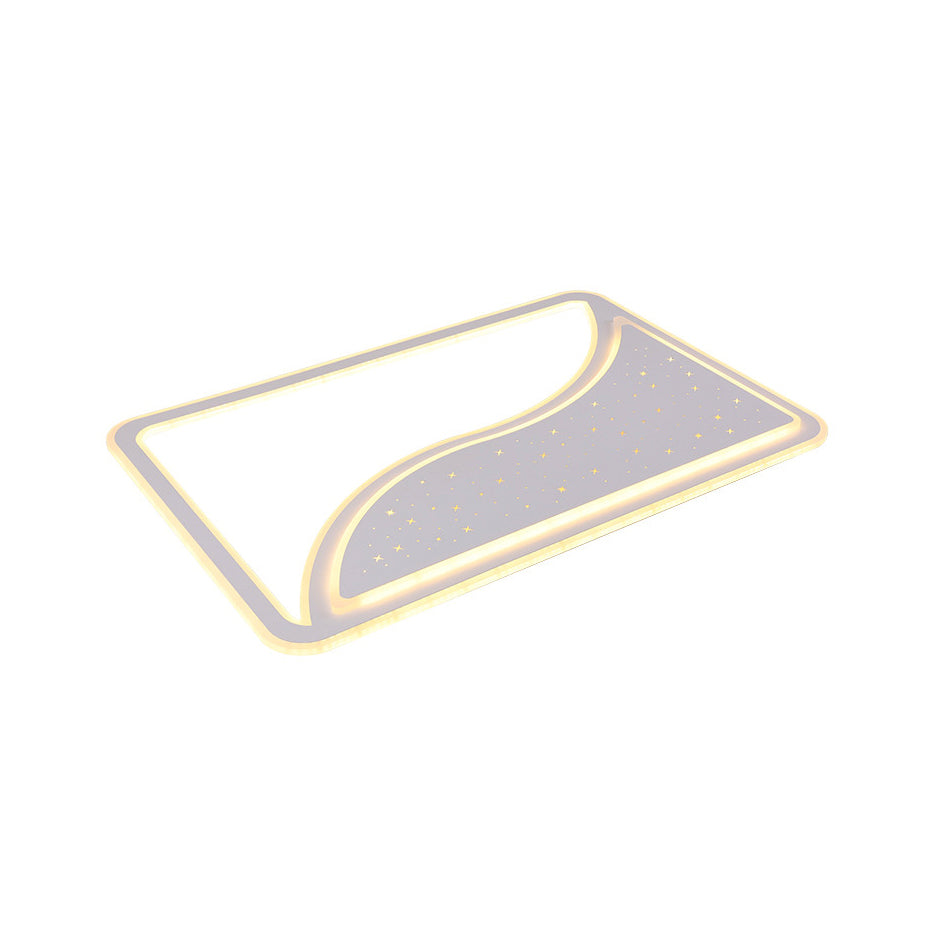 19’/35.5’ W Super Thin Flush Mount Light White Finish Led Indoor With Warm/White Lighting -