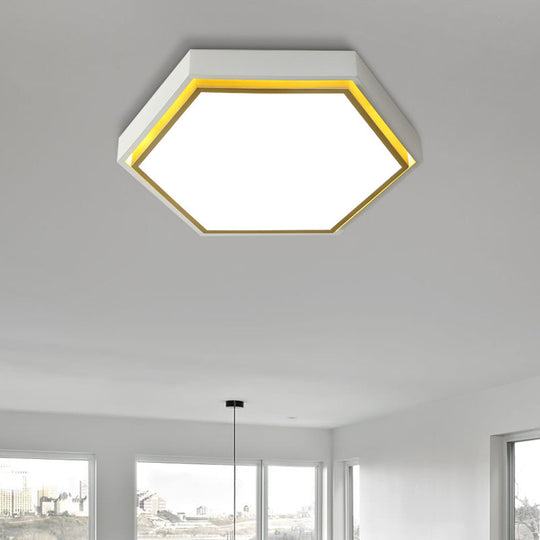 Nordic Hexagon Flushmount Metal Led Ceiling Light - Black/Green/Grey/White 16’/19.5’ Wide