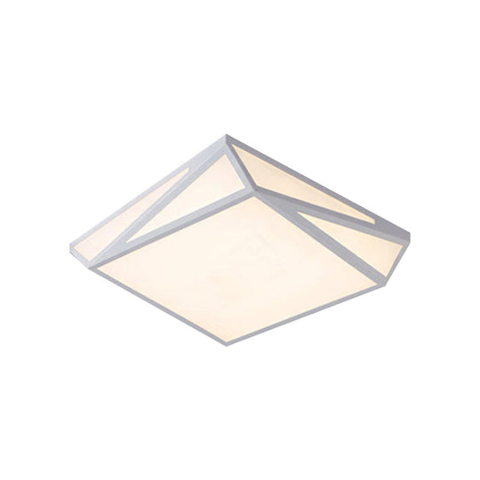 Modern Style Led Ceiling Fixture - White Rectangle Mount Light For Office & Restaurant Use