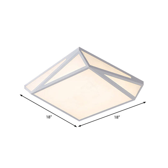 Modern Style Led Ceiling Fixture - White Rectangle Mount Light For Office & Restaurant Use