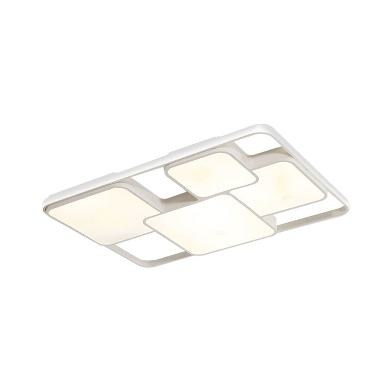 Contemporary Black/White Rectangle Flush Ceiling Light - Led Acrylic Flushmount For Cafes