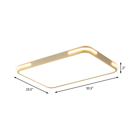 Modern Slim Acrylic Led Ceiling Light Fixture - White Hotel Grade Rectangle Flush Mount