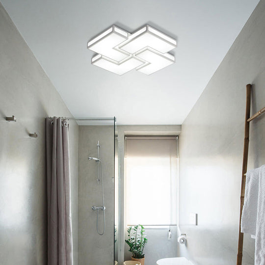 Contemporary Acrylic Led Flushmount For Adult Bedroom In White/Black