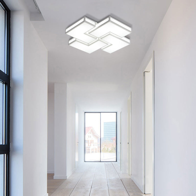 Contemporary Acrylic Led Flushmount For Adult Bedroom In White/Black