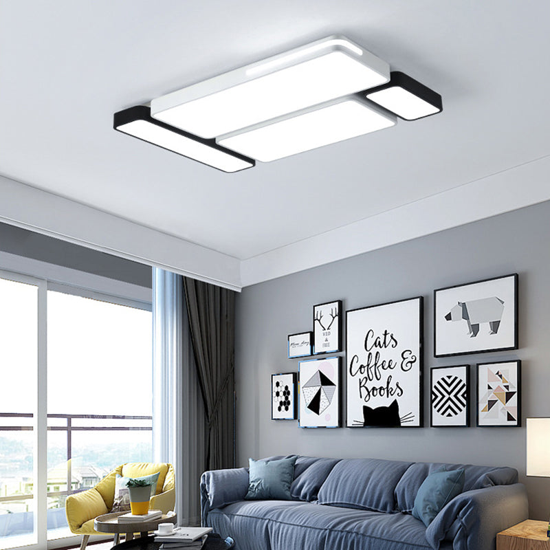 Sleek Rectangular Led Ceiling Light - Acrylic Slim Design In Black/White Ideal For Study Room