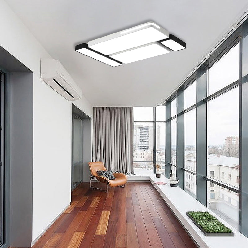 Sleek Rectangular Led Ceiling Light - Acrylic Slim Design In Black/White Ideal For Study Room