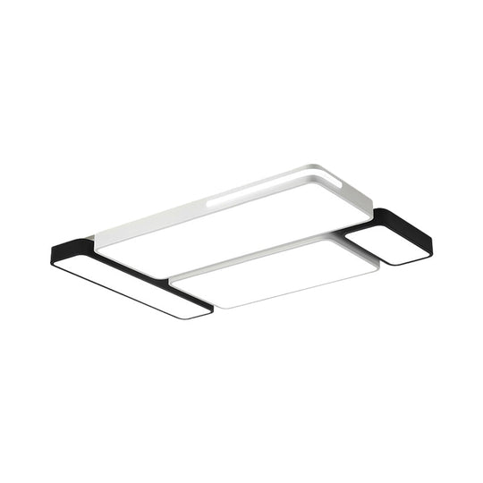 Sleek Rectangular Led Ceiling Light - Acrylic Slim Design In Black/White Ideal For Study Room