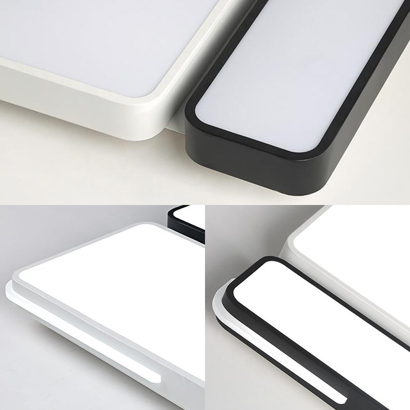 Sleek Rectangular Led Ceiling Light - Acrylic Slim Design In Black/White Ideal For Study Room