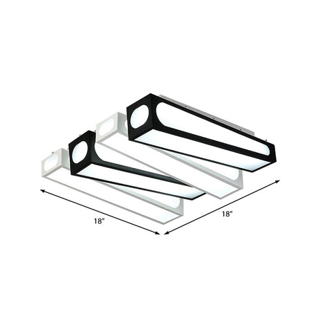 Contemporary Led Linear Flush Mount Ceiling Light In Black And White For Foyer