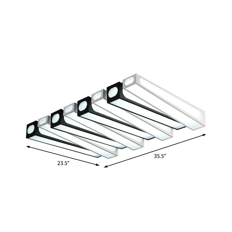 Contemporary Led Linear Flush Mount Ceiling Light In Black And White For Foyer