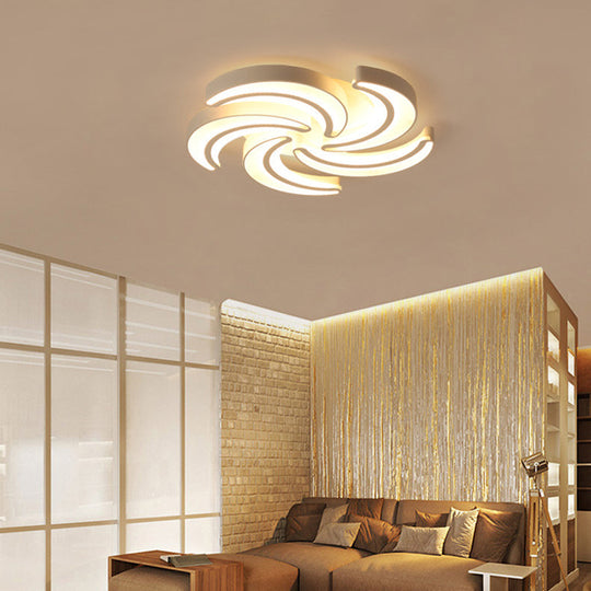 Modern Flower Flush Mount Led Ceiling Light In White For Hotels