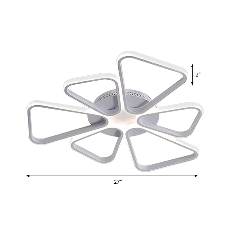 Floral Shape Acrylic Led Ceiling Light In Simple Brown/White For Child Room - Warm/White Lighting